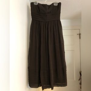 SOLD- J. Crew strapless brown dress